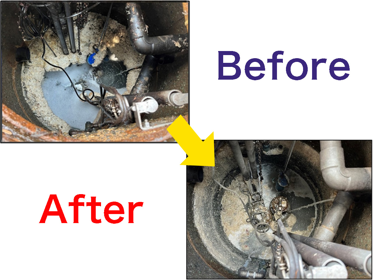 排水先でポンプ誤作動